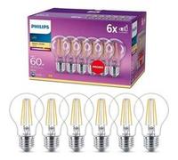 , pack de 6 ampoules E27 LED transparentes 60W, blanc chaud Transparent G