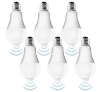 Pack de 6 Ampoules LED E27 Avec Détecteur de Mouvement - 12W Blanc Froid 6500K - Lampe PIR à Économie d'Énergie Avec Capteur de Lumière Pour Couloir, Garage, Escaliers, Balcon