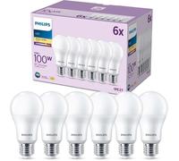 Pack de 6 ampoules LED - PHILIPS - E27 - 100W - Blanc chaud