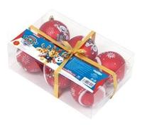 Pack de 6 boules de sapin diamètre 8cm. par Paw Patrol Nickelodeon ARDITEX PW14024 Rouge G
