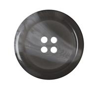 Pack de 6 boutons ronds en plastique imitation corne gris 23 mm avec 4 trous - Idéal pour manteaux, vestes, cardigans (36L)