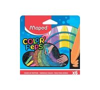 Maped Color'Peps Grosses Craies de Trottoir pour Enfant, Facile à Nettoyer - Etui de 6 Craies de Couleurs Vives Assorties