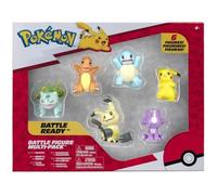 Pack de 6 figurines Pokémon - BANDAI - Pikachu, Carapuce, Salamèche, Bulbizare, Mimiqui,Toxizap