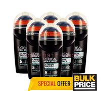 Pack de 6 marques blanches anti-transpirantes L'Oréal Men Expert Roll-On Carb...