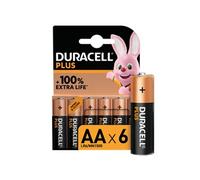 Pack de 6 piles alcalines AA Duracell Plus 1,5V LR06 Noir