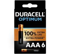 Pack de 6 piles Duracell Optimum AAA 1,5 V LR03 Noir
