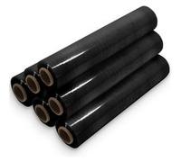 Waytex lOT de 6 Rouleaux de Film Noir 500mm x 250m, épaisseur 25 microns, Etirable 150 à 200%, pour, palettes, carton, emballage, Rouleau 3,2 Kg,
