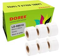 Pack de 6 rouleaux d'étiquettes standard 99010 S0722370,28 mmx89 mm,en papier thermique,compatibles avec Labelwriter 4XL,320,330,400,450,450 Duo,450 Turbo (130 étiquettes/rouleau).