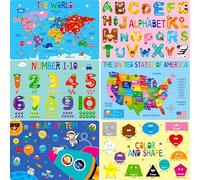 Pack de 6 Sets de Table pour Enfants, Antidérapants, Lavables, Réutilisables, Sets de Table Éducatifs pour la Maison, Maternelle, Salle de rèche