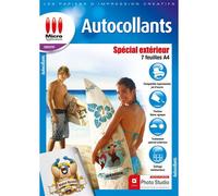 Micro Application – Pack 7 feuilles autocollantes A4 Spécial Extérieur polyester blanc imperméables