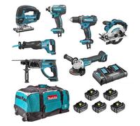Makita - Ensemble De 7 Machines 18v 5ah (ddf482 + Dtd152 + Dga504 + Dss610 + Dhr202 + Djr186 + Djv180) Dlx7013pt1 Makita Dlx7013pt1