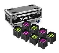 Pack de 8 BeamZ BBP48 - Uplights LED RGBWA-UV 9×12 W Sans Fil IP65 | Flight-case pro inclus