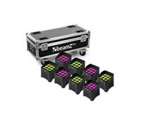 Pack de 8 BeamZ BBP48 - Uplights LED RGBWA-UV 9×12 W Sans Fil IP65 | Flight-case pro inclus