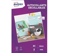 Avery Étiquettes autocollantes personnalisables 8 - A4 - Compatible machine de découpe - Jet d'encre