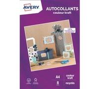 Avery Feuilles autocollantes recyclées A4 Kraft pour imprimantes jet d'encre ou laser Pack de 8