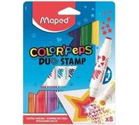 Maped - Feutres Duo Stamp Color'Peps - 8 feutres - 1 pointe tampon + 1 pointe feutre - Multicolore