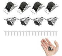 Pack de 8 Mini roulettes Fixes en Caoutchouc pour Meubles,Silencieuses à Roulement,avec Plaque Métallique et Vis Incluses,pour Améliorer la Mobilité des Meubles,Chaises,Tables et Petits Appareils