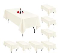 Pack de 8 nappes en polyester ivoire, 153 x 320 cm, nappes rectangulaires ivoire pour tables de 8 pieds, nappe crémeuse lavable, rectangulaire pour réception de mariage