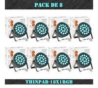 Pack de 8 Projecteurs Par Ibiza Light THINPAR-18X1RGB - Soirée Dj Club Fête Discothèque DMX Télécommande Extra-plats LED