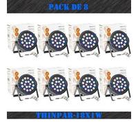 Pack de 8 Projecteurs Par Ibiza Light THINPAR-18X1W RGB - Télécommande DMX Extra-plats Soirée Dj LED Fête Club Discothèque
