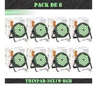 Pack de 8 Projecteurs Par Ibiza Light THINPAR-36X1W-RGB - Télécommande DMX Extra-plats Soirée Dj LED Fête Club Discothèque
