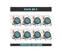 Pack de 8 Projecteurs Par THINPAR-18X1RGB - Soirée Dj Club Fête Discothèque DMX Télécommande Extra-plats LED