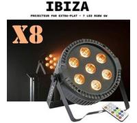 Pack de 8 Projecteurs Par THINPAR7x6-RGBW Télécommande DMX Extra-plats Soirée Ambiance Dj LED Bar Fête Club Discothèque