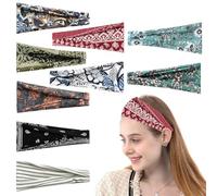 Pack De 9 Bandeaux Pour Femmes, Bandeaux De Sport, Bandeaux Imprimés Rétro, Bandeaux Doux, Bandes De Cheveux Élastiques, Accessoires Vestimentaires