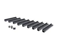 Pack de 9 : Caniveau Extérieur avec Grille à Fente en PP recyclé Classe A15 MEAPARK - Caniveaux pour Terrasse, Piscine, Jardin - Largeur Utile 10cm