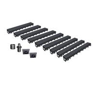 Pack de 9 : Caniveau Extérieur avec Grille passerelle Polyamide Classe B125 MEAPARK - Caniveaux pour Terrasse, Piscine, Jardin - Largeur Utile 10cm