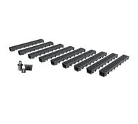 Pack de 9 Caniveaux Extérieurs MEAPARK - Grille en Plastique Recyclé Noir - Drainage Terrasse, Piscine, Jardin - Classe A15 Piéton - Largeur utile 10 cm