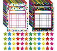 Pack de 90 Graphiques d'Incentive pour la Classe, 2 Designs Colorés avec 2640 Autocollants Étoiles pour l'Enseignement en Classe ou l'Utilisation Familiale