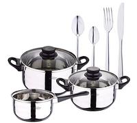 Pack de batterie de cuisine à 5 pièces + couvercle 24pc Set en acier inoxydable