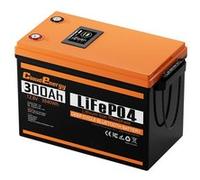 Pack de batterie de secours Cloudenergy 12V 300Ah LiFePO4 3840Wh d'énergie 6000+ cycles BMS 200A intégré écran LCD prise en charge en série/parallèle Orange + Noir G