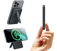 Pack De Batterie Magsafe Certifié Qi2, Chargeur Portable À Charge Rapide 5 000 Mah 15 W Avec Béquille, Banque Externe Ultra-Compacte De 0,60 Po, Câble Usb-C Pour Iphone 17/16/15/14/13/12, Noir