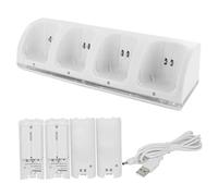 Pack de Batterie Rechargeable Wii, chargeurs de Batterie, Station Charge 4 en 1 à Ports Multiples avec 4 Packs Rechargeables et câble USB pour télécommande Wii et U (contrôleurs Non Inclus)