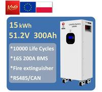 Pack de batteries au lithium LiFePO4 SJY 51,2 V 300 Ah, 10 000 cycles, 15 kWh pour systèmes de stockage solaire photovoltaïque 51.2V 300Ah Battery
