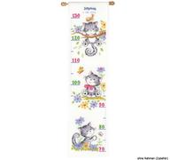 Vervaco Kit point de croix Mesure de la hauteur enfant Chatons jouants Complet 18 x 70 cm