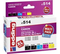 Pack de cartouches compatible Edding edding 514 noir, noir photo, cyan, magenta, jaune - remplace Canon PGI-570 XL, CLI-