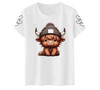 Pack De Chemises Blanches Manches Longues Pour Femmes T-shirt vache pour femme, joli t-shirt vache, motif animal intéressant, vie à la ferme, t-shirt décontracté à manches Personnalisable T (White, S)