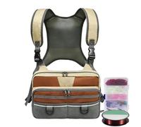 Pack de coffre de pêche - Rangement étanche pour matériel | Poste de travai | Tissu Oxford Kaki Durable, Rangement De Boîte À Mouches Multi-poches, Sangle De Poitrine Réglable, Pour Kayak En Plein Air Et