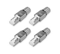 Pack de Connecteurs RéSeau RJ45 -Ensemble de 4 Connecteurs RéSeau Cat6A RJ-45 -Bouchons de DéCharge de Traction pour Câble Ethernet Cat 6A Blindé