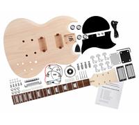 Rocktile Kit Guitare Électrique Double Cut Style - Kit DIY à monter soi-même avec corps en acajou, manche en acajou vissé, touche en palissandre, micros Humbucker, idéal pour débutants et bricoleurs