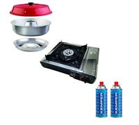 Pack de cuisine - OMNIA - Four Nomade Compact - Réchaud à Gaz Portable - 2 Cartouches Butane