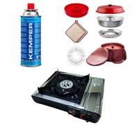 PACK OMNIA Four et accessoires + INCASA Réchaud à gaz portable + KEMPER 2 Cartouches de gaz G