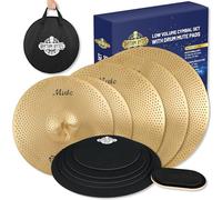 Pack de cymbales à faible volume avec tampons d'atténuation pour batterie, Cymbales 14"/16"/18"/20", Tampons de batterie 10"/12"/13"/14"/16", 1 pad pour grosse caisse, 1 sac à cymbales