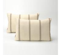 Pack de dos fundas de cojín de algodón Ara color piedra. Cremallera invisible.