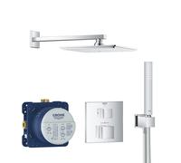 Pack de douche encastré GROHTHERM CUBE GROHE 34741000 - tête 23 x 23 cm + douchette stick