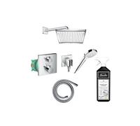 Pack de douche encastré thermostatique Ecostat Square chromé + nettoyant Briochin