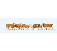 Modélisme Ho : Figurines : Set De 6 Vaches Marrons Et Blanches-Preiser